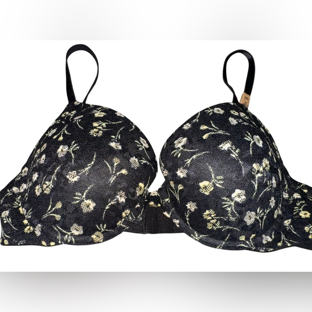 PINK Victoria’s Secret NWT Wear Everywhere PushUp Bra, Black Gold Floral, 36B - Picture 3 of 9